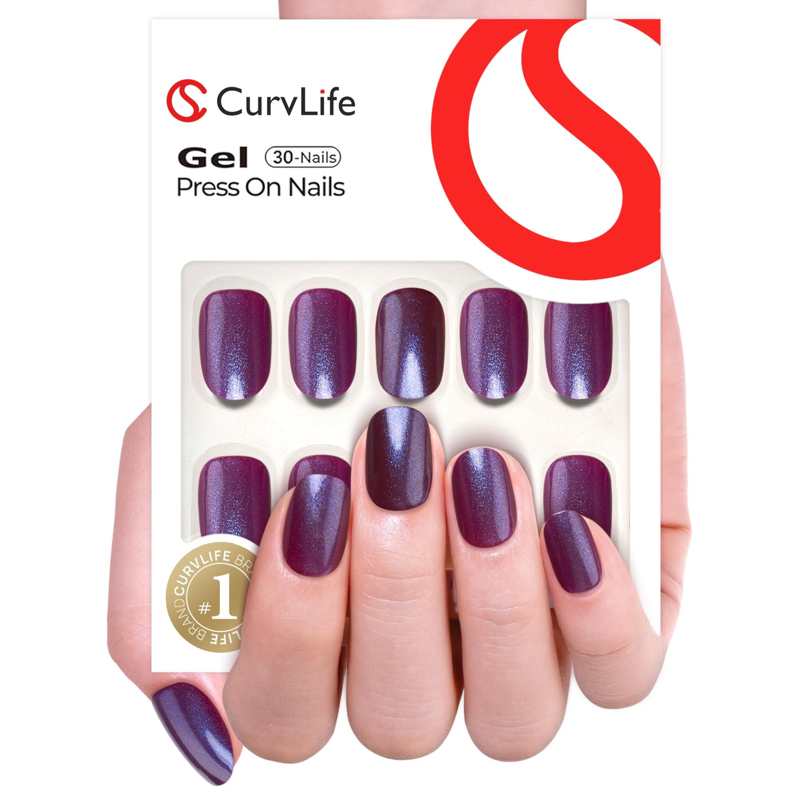CurvLife 30pcs Round Oval Press on Nails Extra Short, A9 -Pearlescent nails