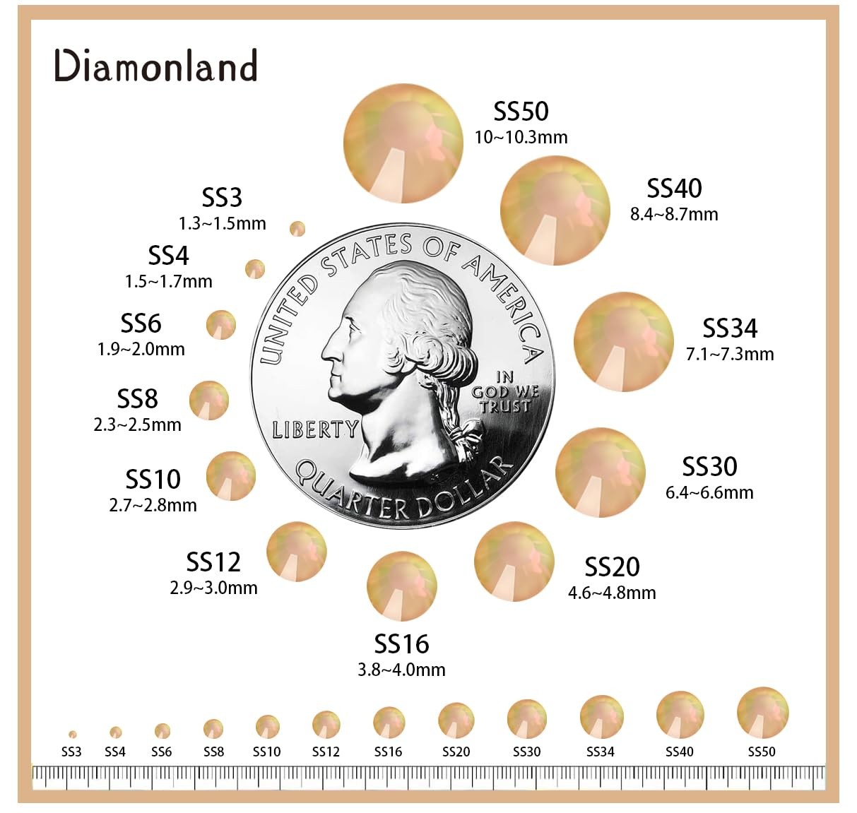 Diamonland Flatback Glass Crystal Rhinestones Rounds Gems for Bedazzling Nail…