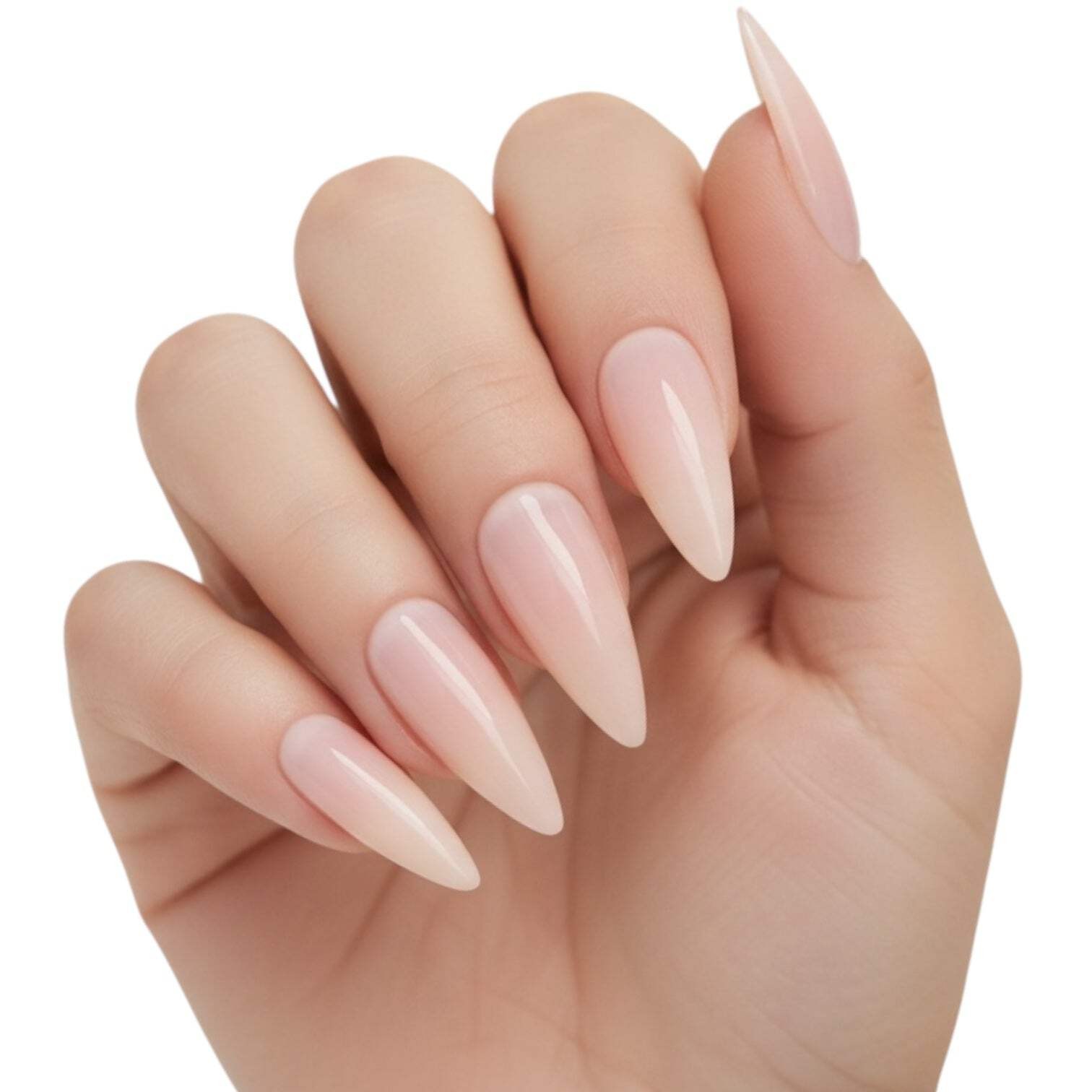 Natural Nude Pink Press On Nails Extra Long Sharp Stiletto False Tips Fake Nails