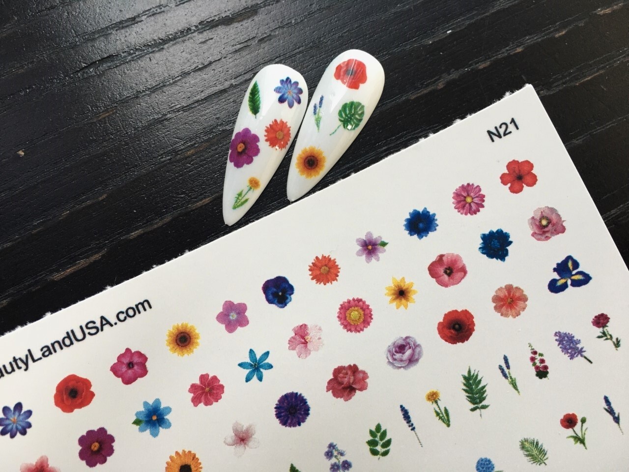 Water slide Nail Decals, Flower, Butterfly, Smiley, Heart, Floral Nails Art |