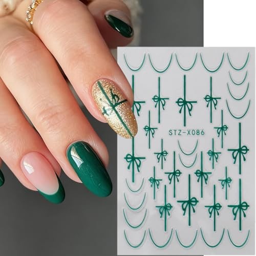 6 Sheets Christmas Nail Stickers for Nail Art 3D Self-Adhesive Xmas Bow Hp-6