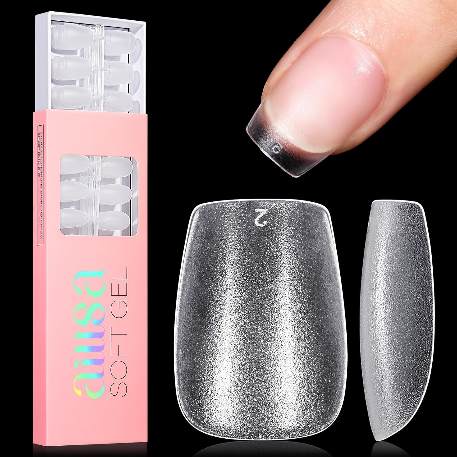240 PCS Extra Short Coffin Nail Tips Clear Matte Gel Pre-Shaped DIY New