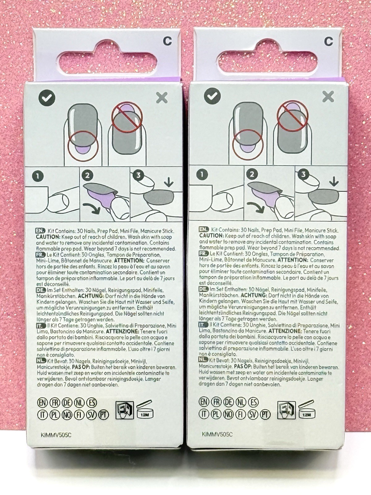 Kiss imPRESS Press-On Nails Manicure Medium Zebra French Neon 94685 Lot Of 2