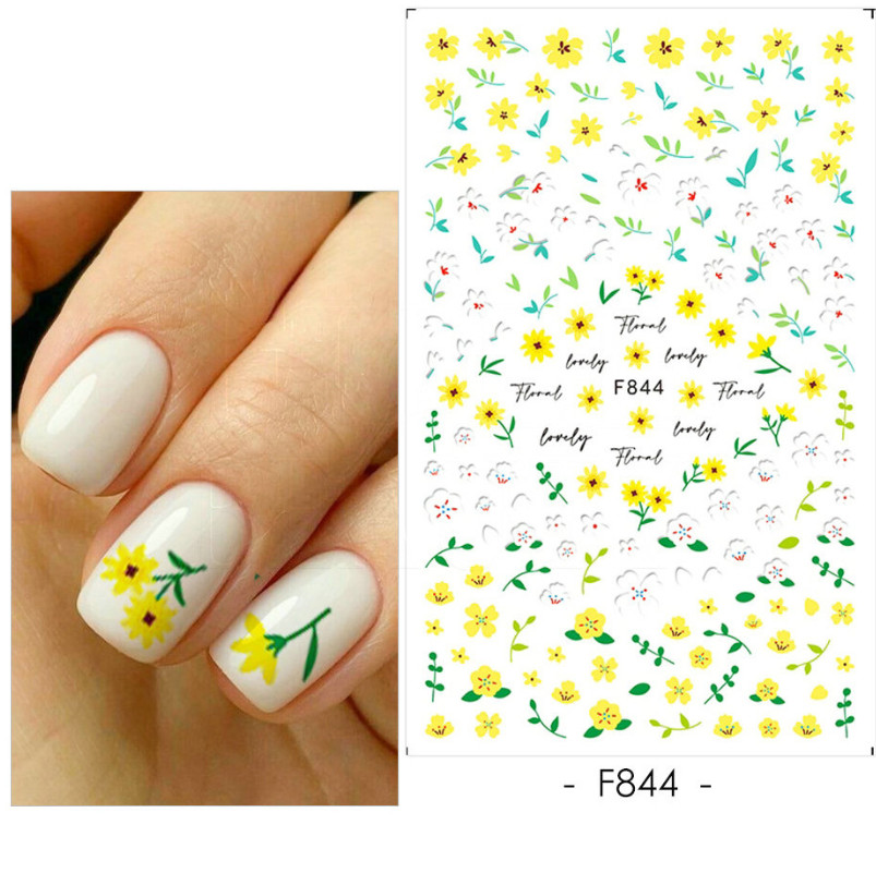 3D Nail Stickers Decals Spring Daisy Sakura Flower For Nails Decoration DIY NS3
