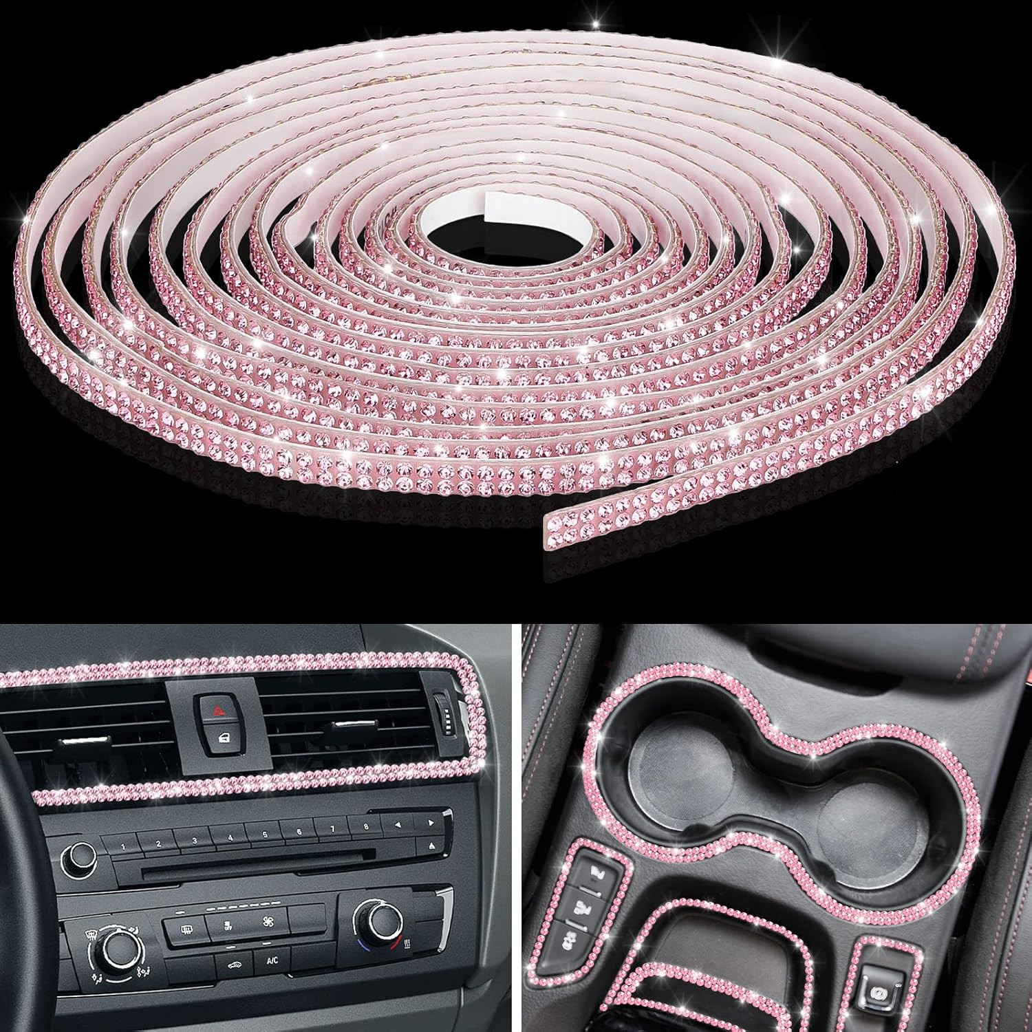 16.4Ft Bling Car Trim Self Adhesive Glitter Crystal Rhinestone Car Interior Exte