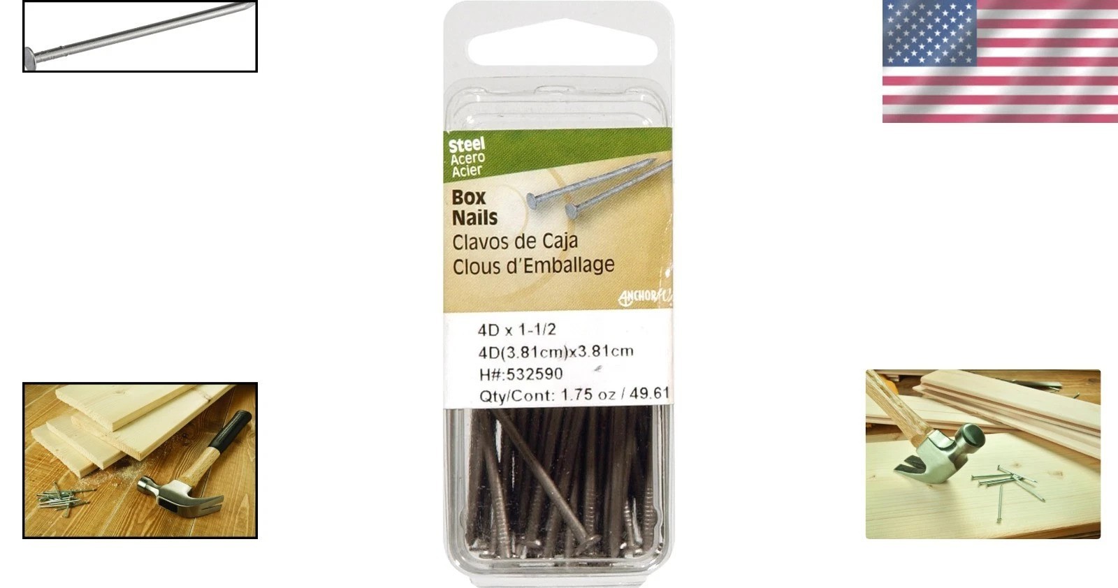 High-Quality 1-1/2 Inch Flat Head Steel Box Nails for Precision Carpentry