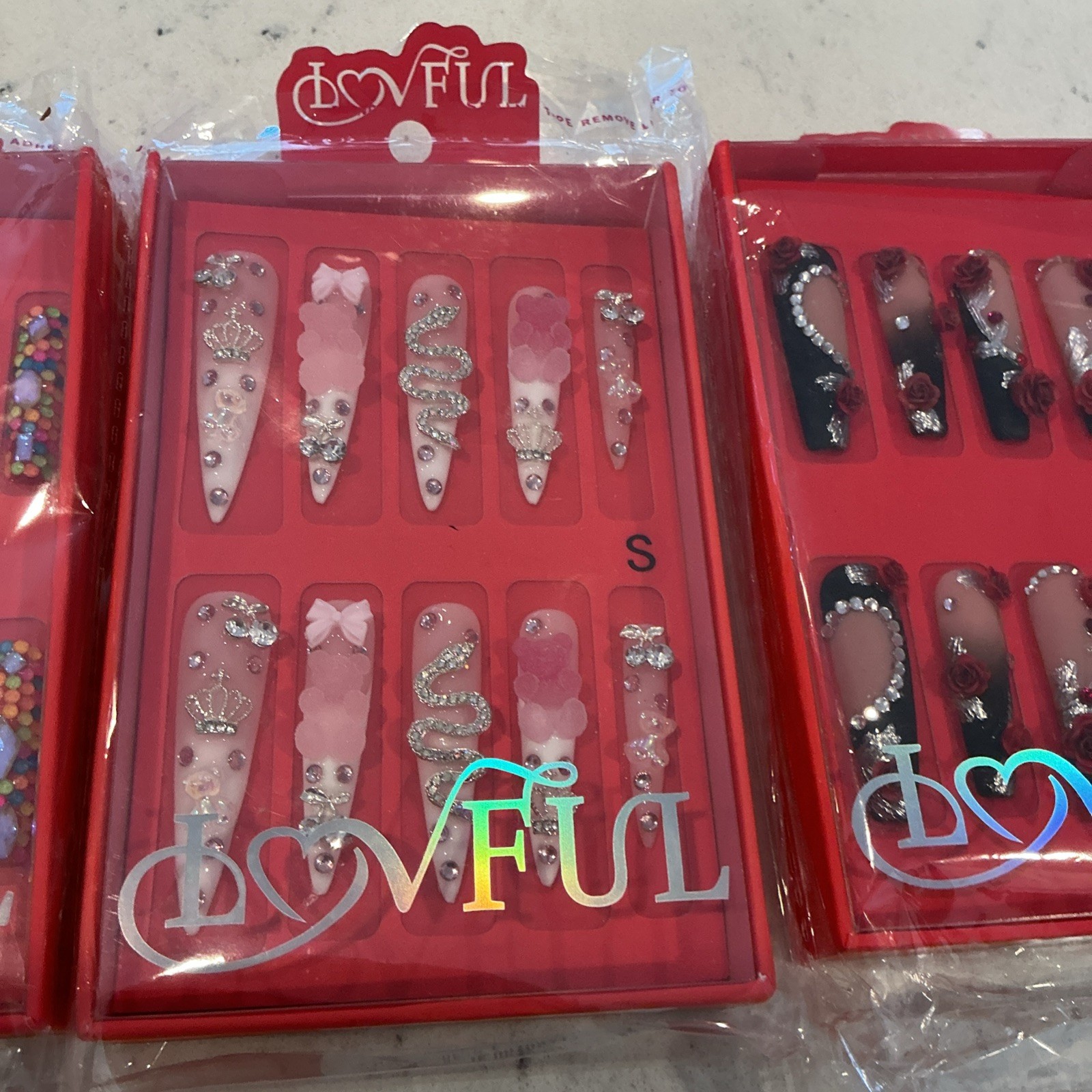 3-Pack 3D Nail Set Design Size Small & Medium