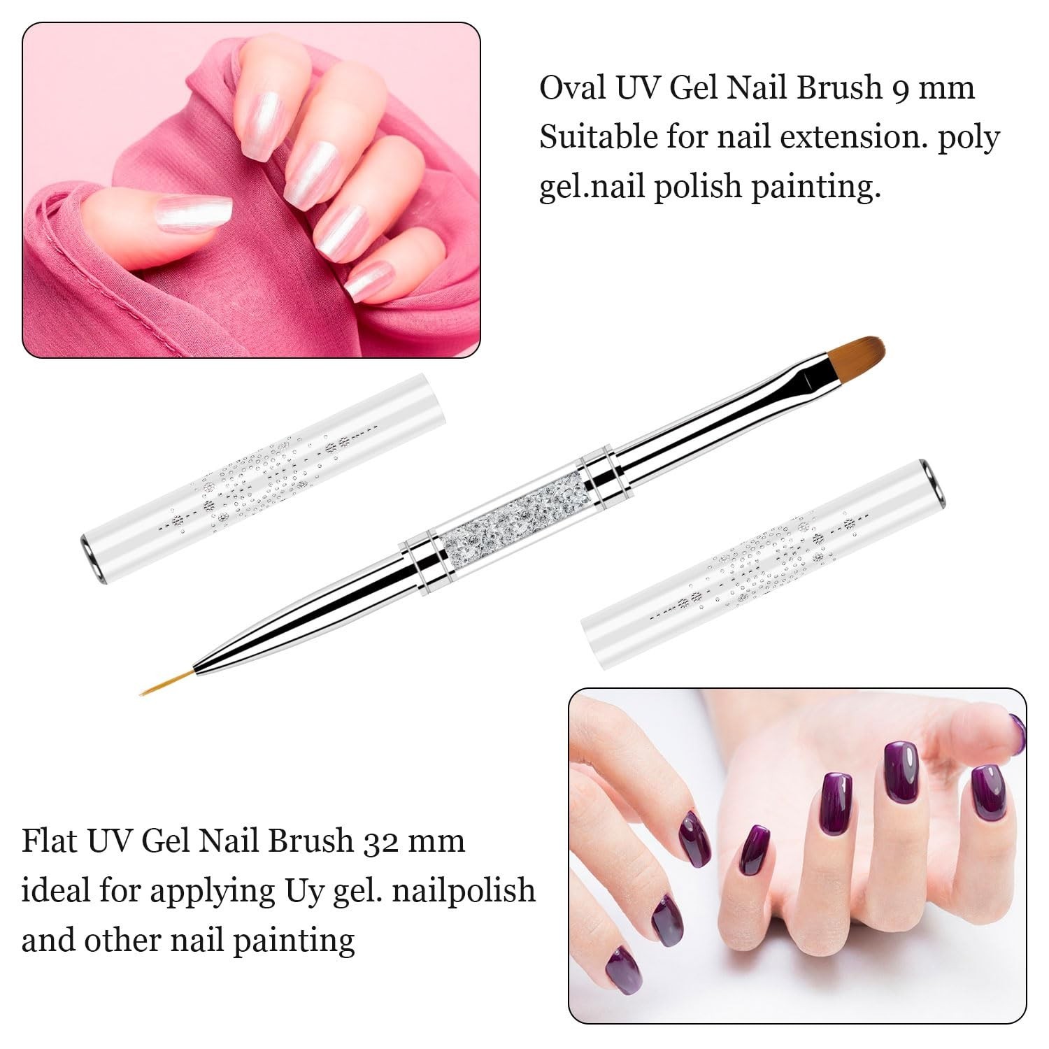 2 Pcs Double Ended Nail Builder Gel Brush, French Tip Brush Hard for Nails, O…