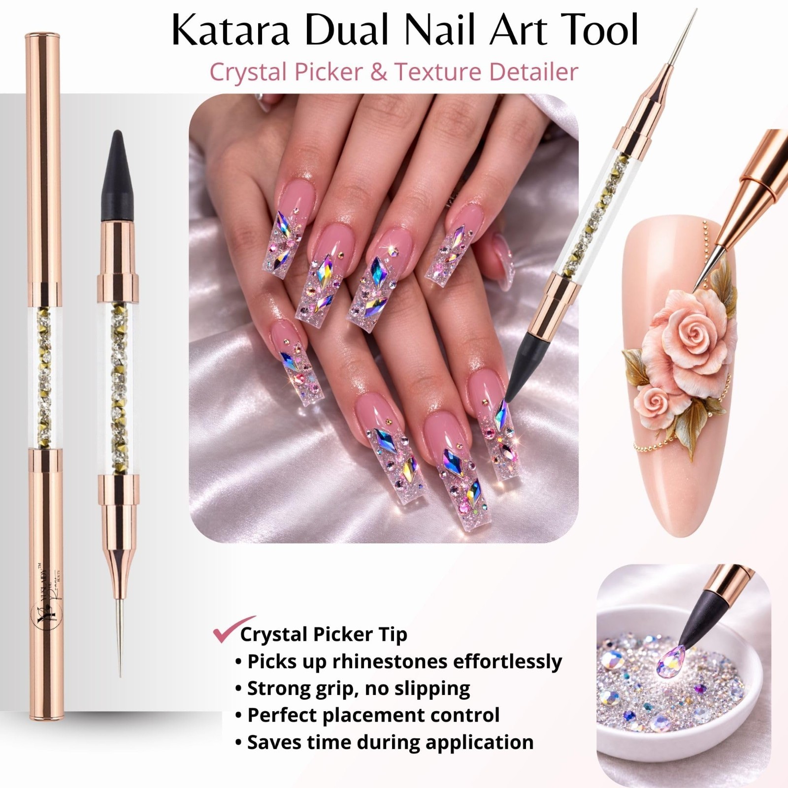 Double Ended Nail Builder Gel Brush Set, French Tip & Cleaning Brushes for Nails