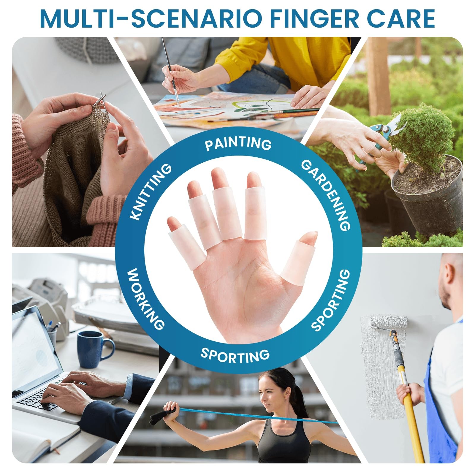 Kimihome 10 PCS Gel Finger Sleeve Protectors Silicone Finger Sleeves Cushion…