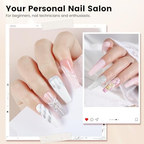 Acrylic Nail Kit for Beginners – Monomer Liquid, Powder, Practice Hand, UV Light