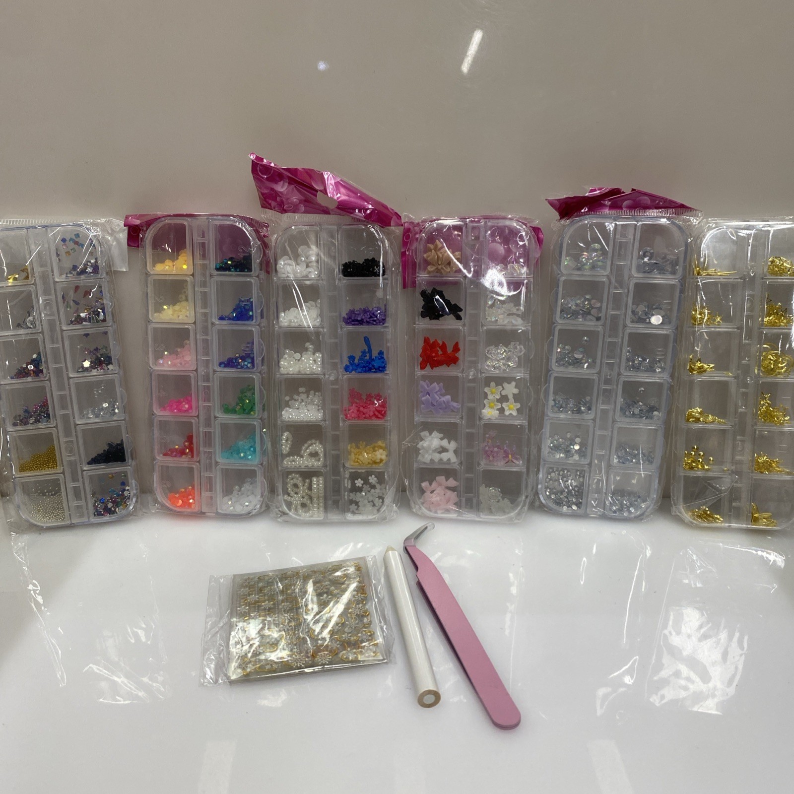 Nail Charms Gems Kit Rhinestones Pearls Bows Flowers 3D Nail Art Decoration Set