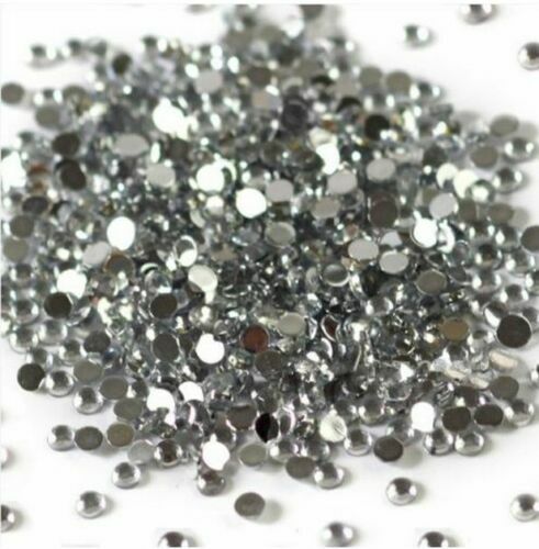 Nail Art Designs Wheel – 2400 Pieces – Glitter Rhinestones – Silver – Many Sizes