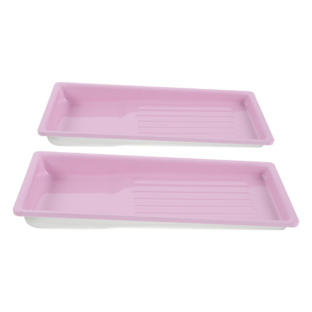 2 Pcs Nail Manicure Tray Tool Stainless Steel Earring