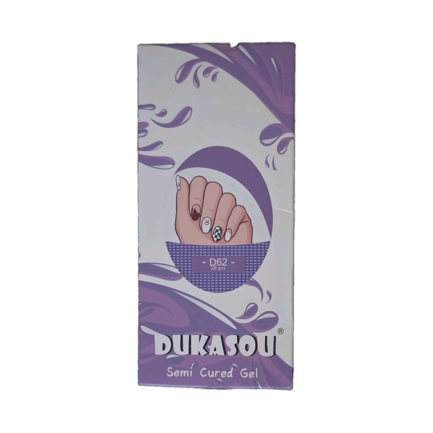 DUKASOU Semi Cured Gel Nail Strips Set 28pcs Multicolor Short Oval Abstract