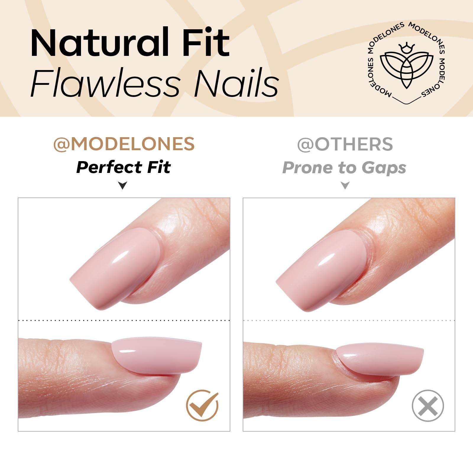 Modelones Extra Short Press on Nails, Milky White Squoval short,