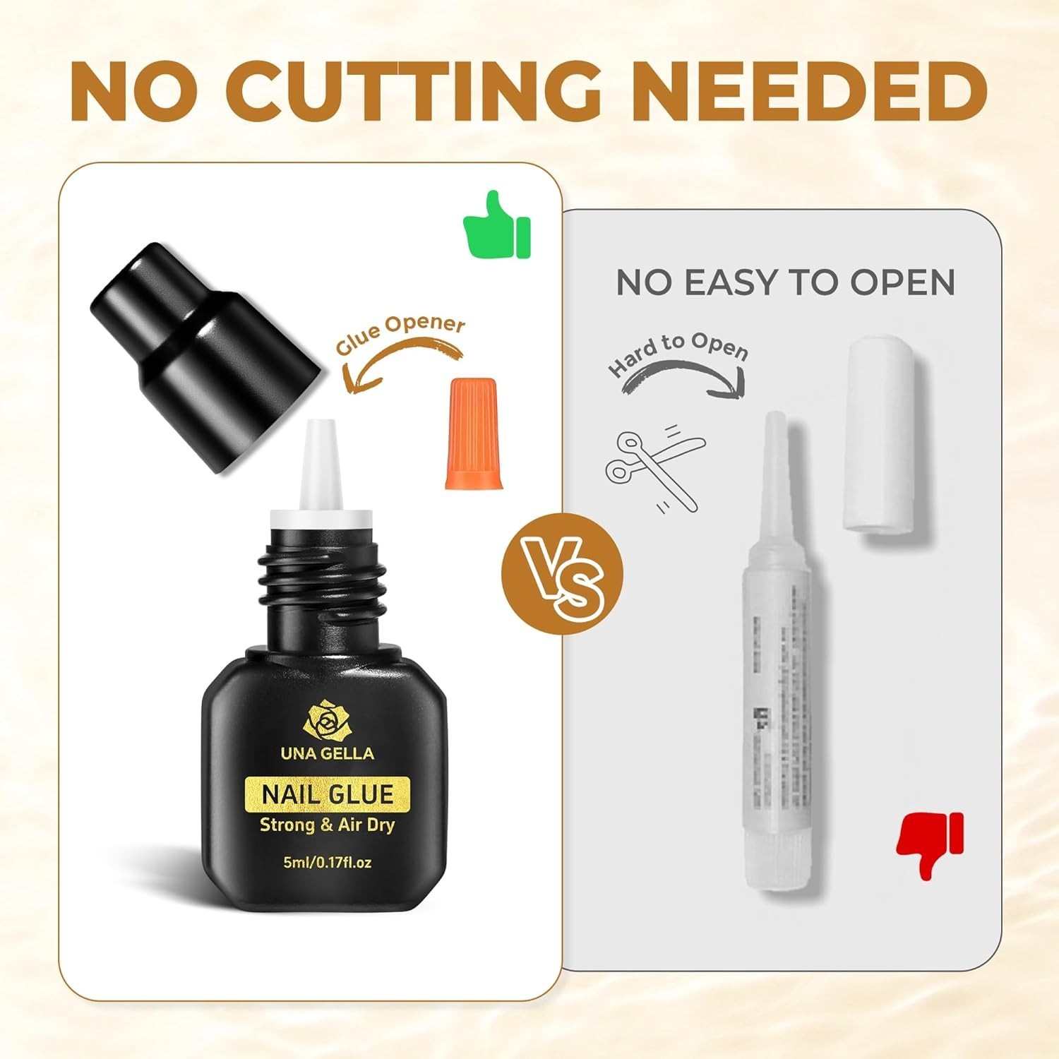 Professional Super Nail Glue – No Lamp Needed, 5ML*2 for Instant Nail Fixes