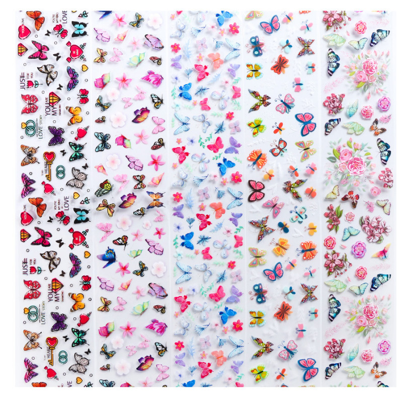 10Pcs Beautiful Butterfly Flower Nail Art Transfer Foil Sticker Manicure XK102