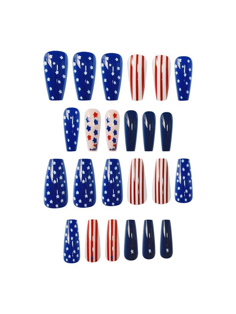 Sweet Star Stripe Ballet Press On Nails 4th of July Wholesale