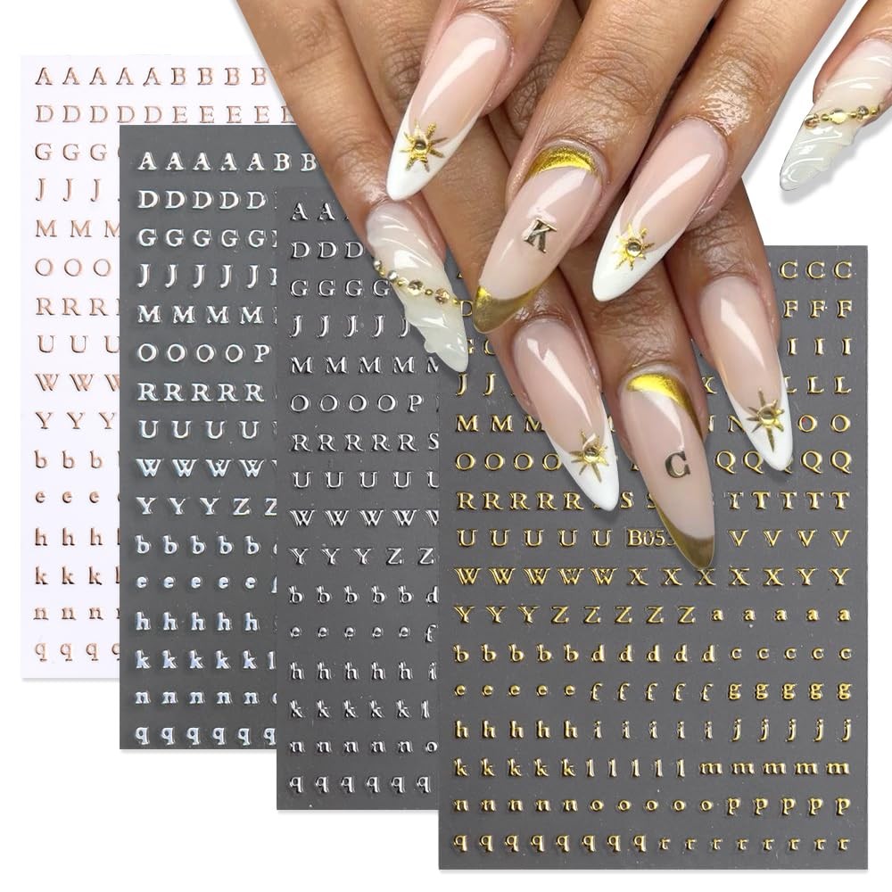 Letters Nail Art Stickers English Alphabet Nail Decals Self-Adhesive Decoration