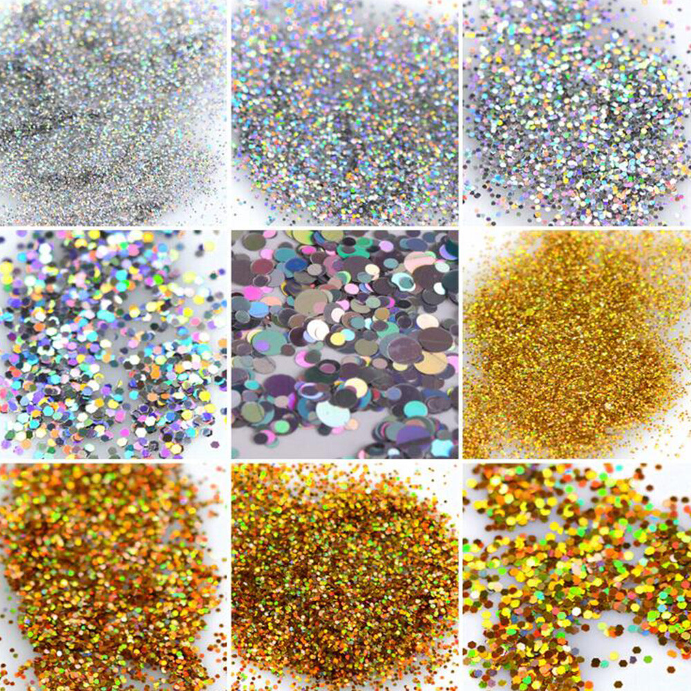Colorful Fashion Nail Glitter Powder Sequins Laser Foils Flakes Nail Art Decors