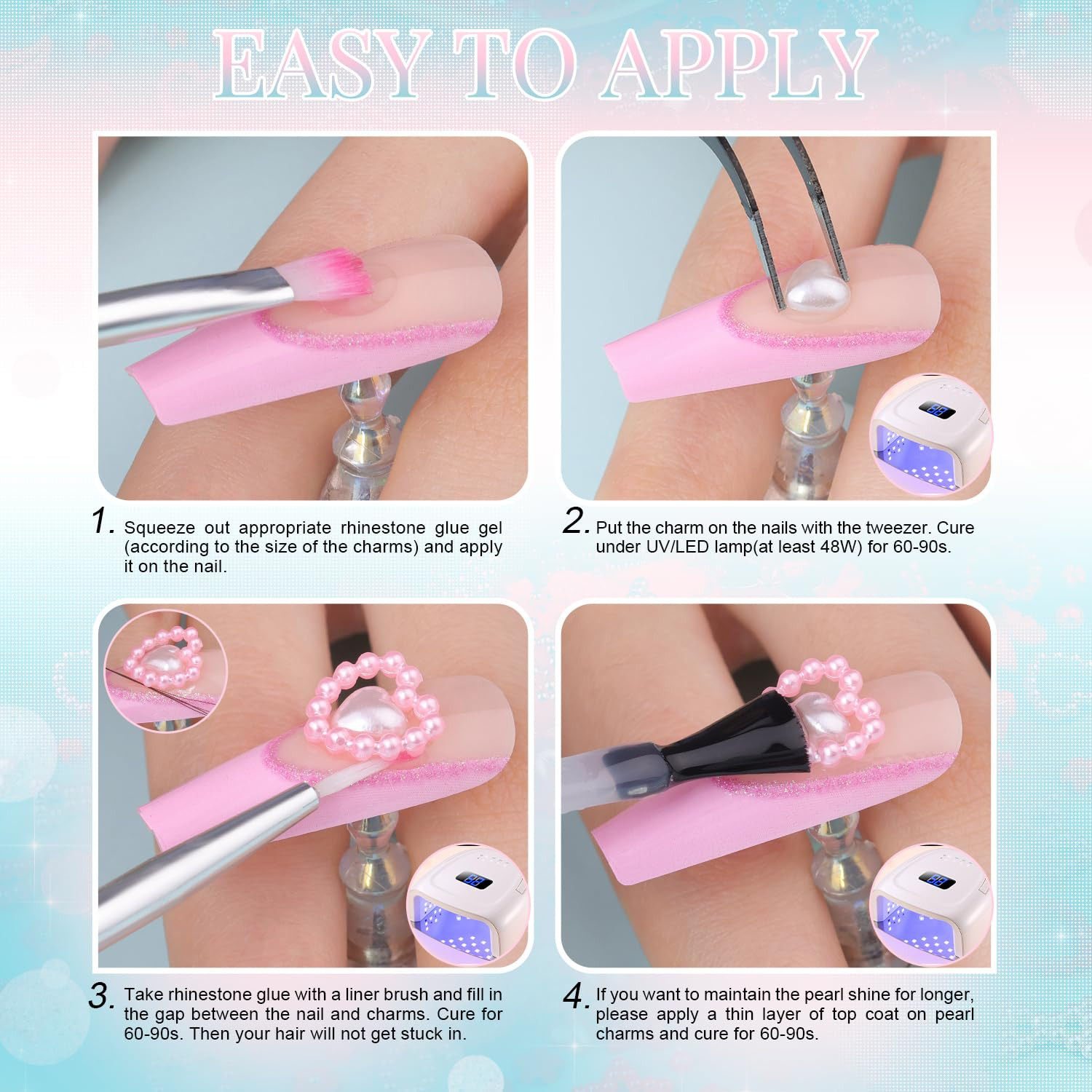 3D Nail Charms and Gems for Nails Design Set 1, Colorful Nail Bows Coquette