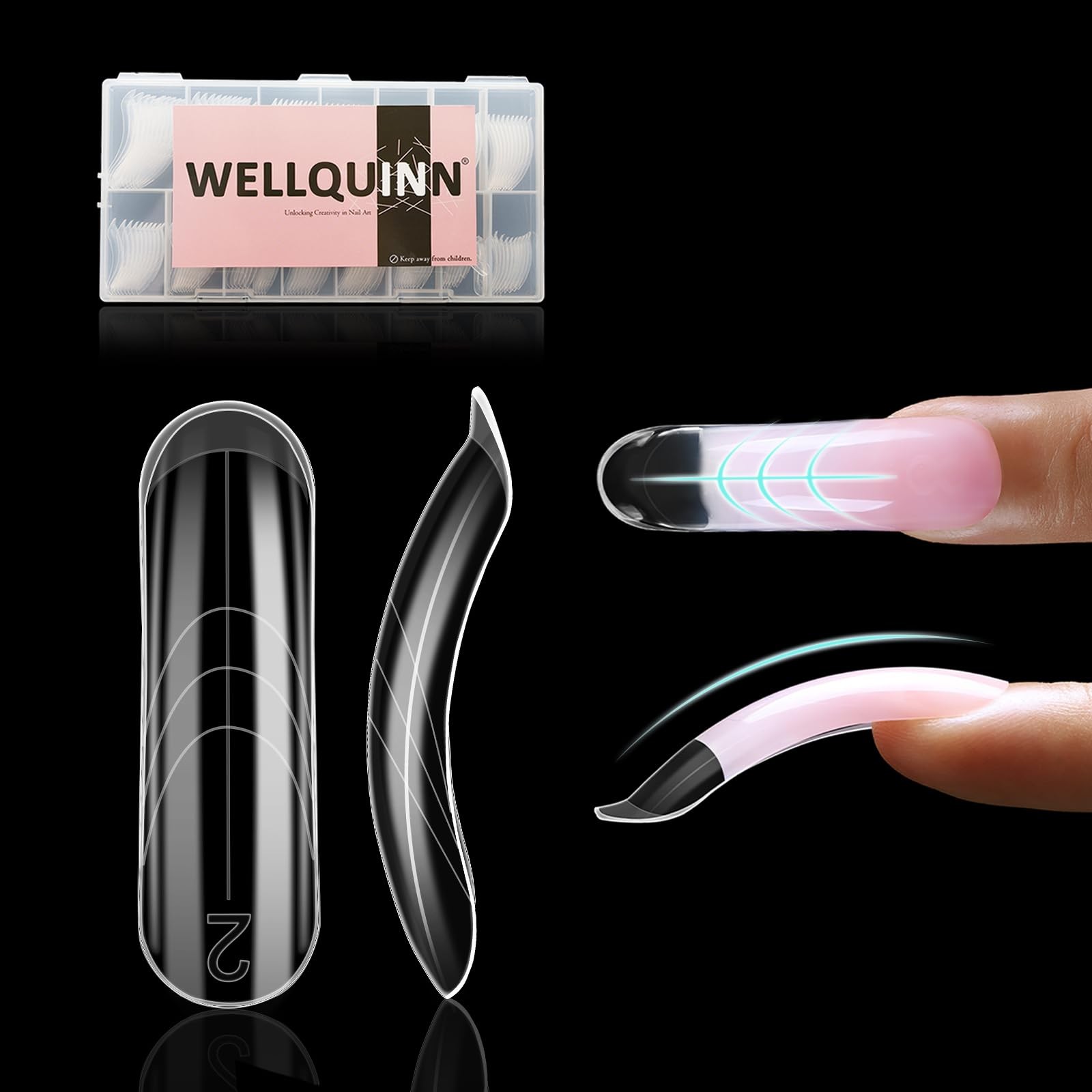 Curved Dual Forms for Polygel, Square Poly Gel Nails Forms for Nail Extension…