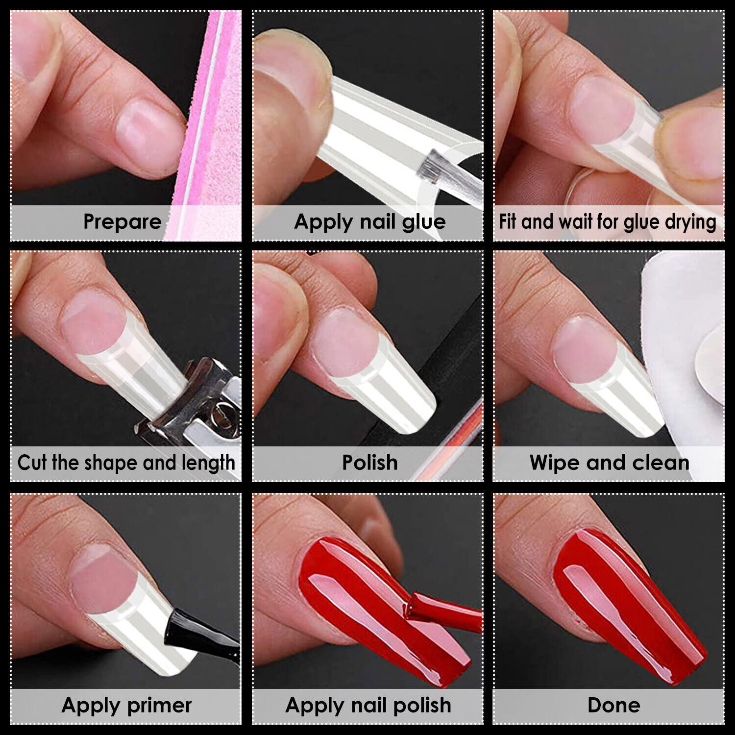 500Pcs Nail Tips C Curve Half Cover French Nails Fake Finger Nails for Nail Art