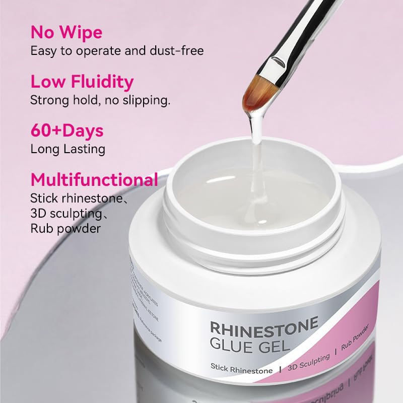 Rhinestone Glue Gel for Nails,30G Super Strong Adhesive Nail Art