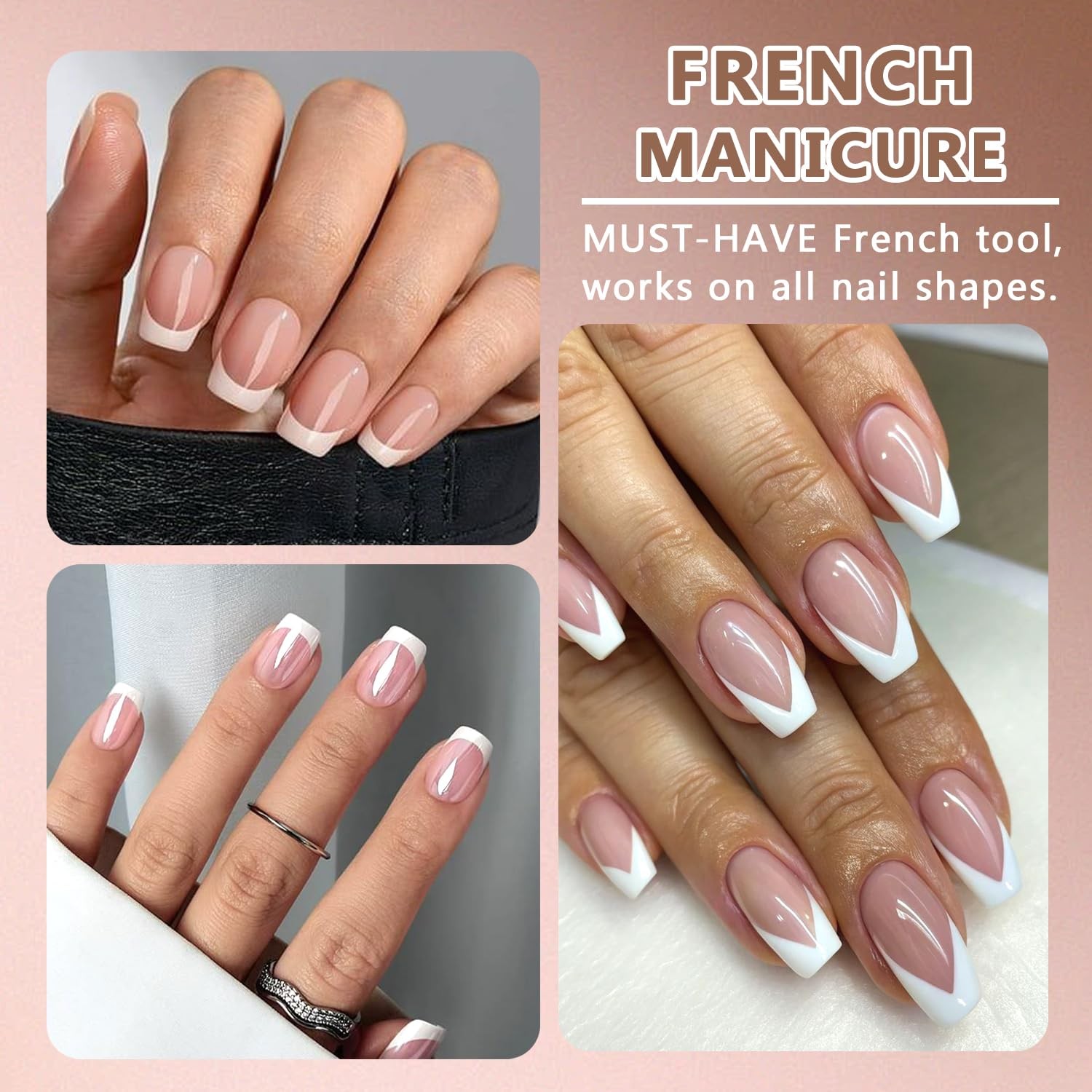 French Tip Nail Stamp, Double Headed Clear Silicone Nails Stamper with Scrape…