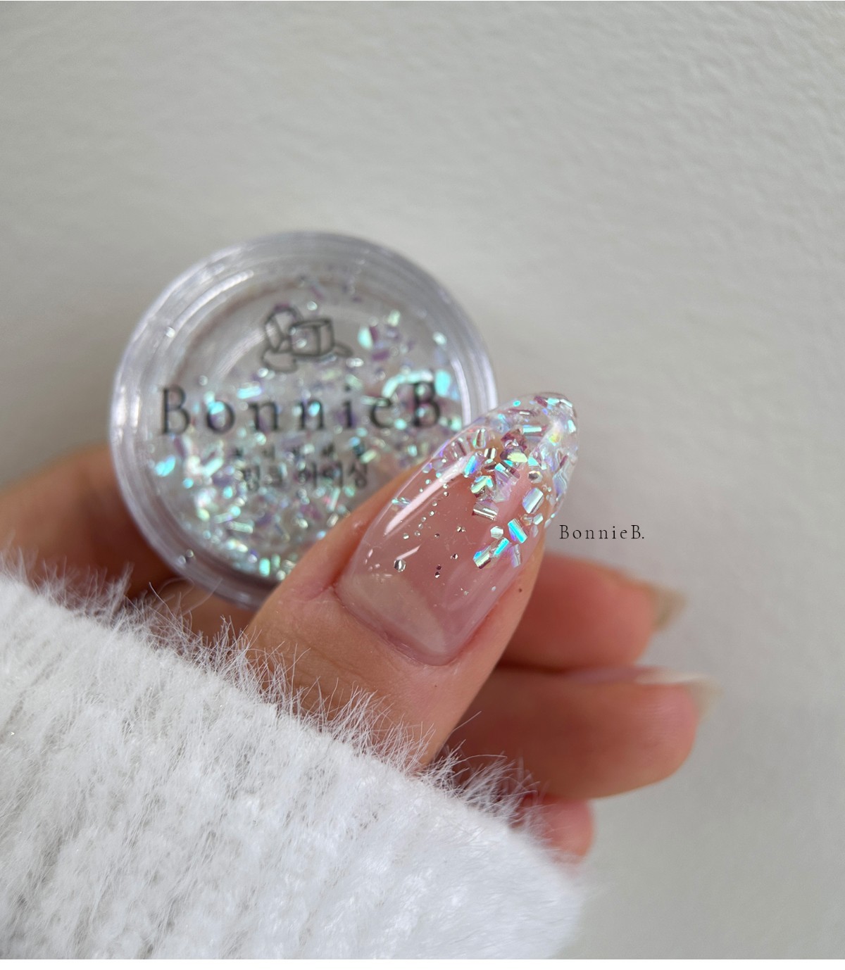Bonnie B Pink Icing Nail Glitter Aurora Clear Ice Effect Chunky Mix Nail Art