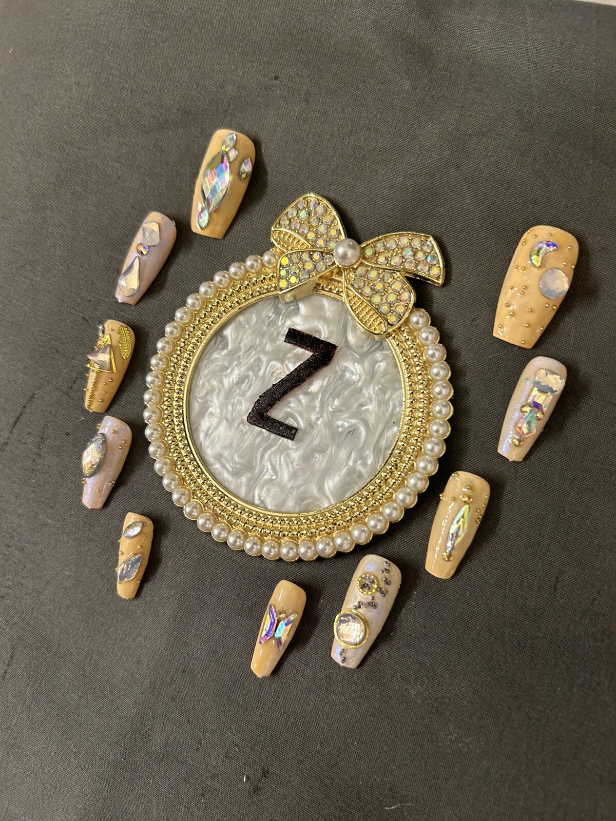 Z NAILZ! Gorgeous 10 Piece Set Of Handmade M Ballerina Press On Nails W/Bling