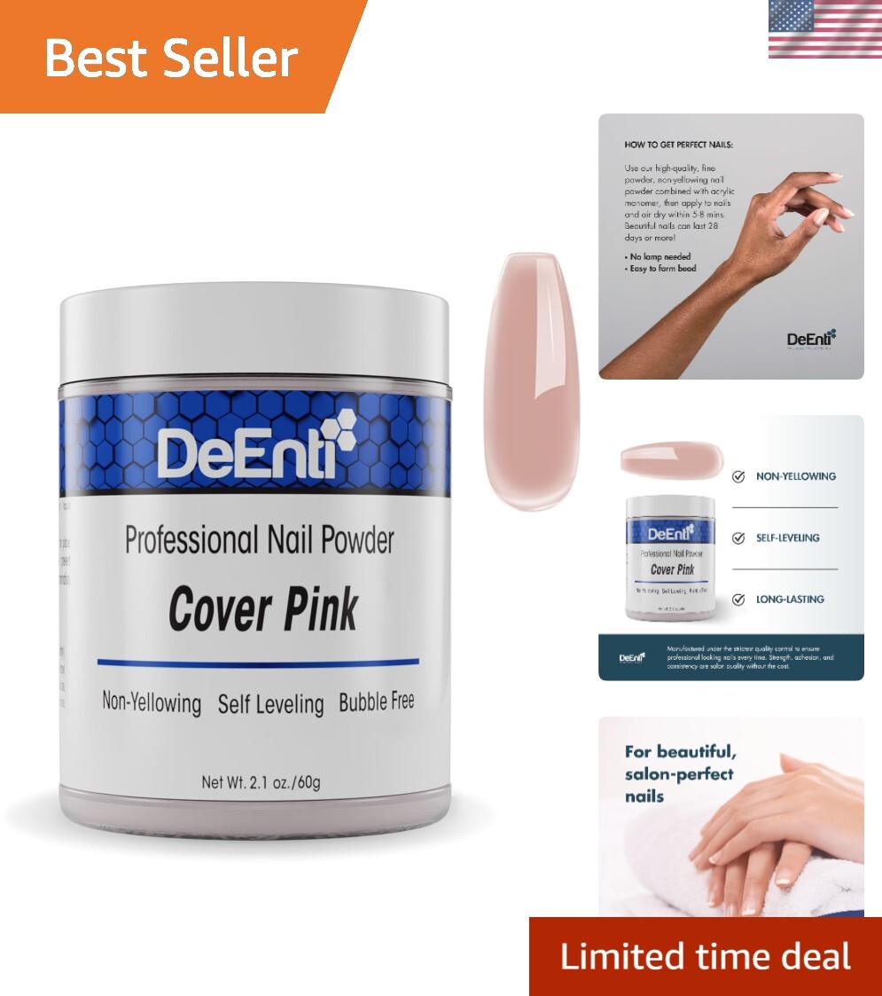 DeEnti 2oz Cover Pink Acrylic Nail Powder Dip – Salon Quality for Home Manicures