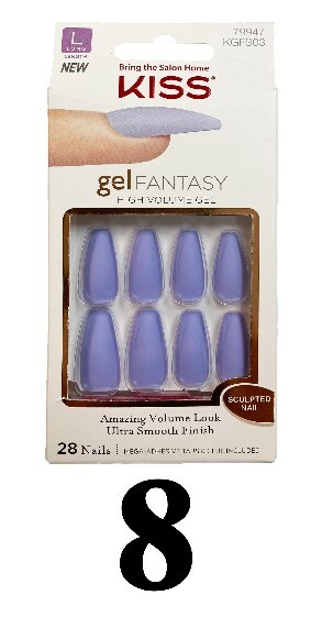 Kiss Gel Fantasy Glam Nails Matte/Glitter/Gold Small/Medium/Long 28 Nails #60666