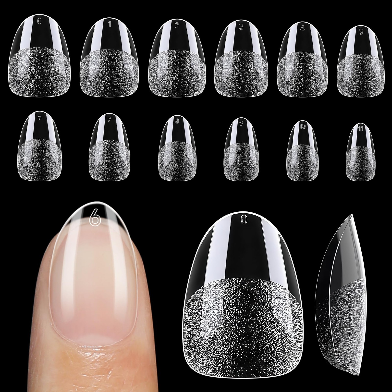 UNA GELLA Extra Short Almond Nail Tips 12 Sizes Short Almond Gel Nail Tips 120Pc