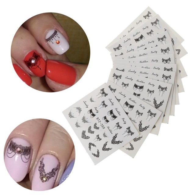 Nail Art Water Transfer Sticker Flower Necklace Jewelry Design Decals Manicure