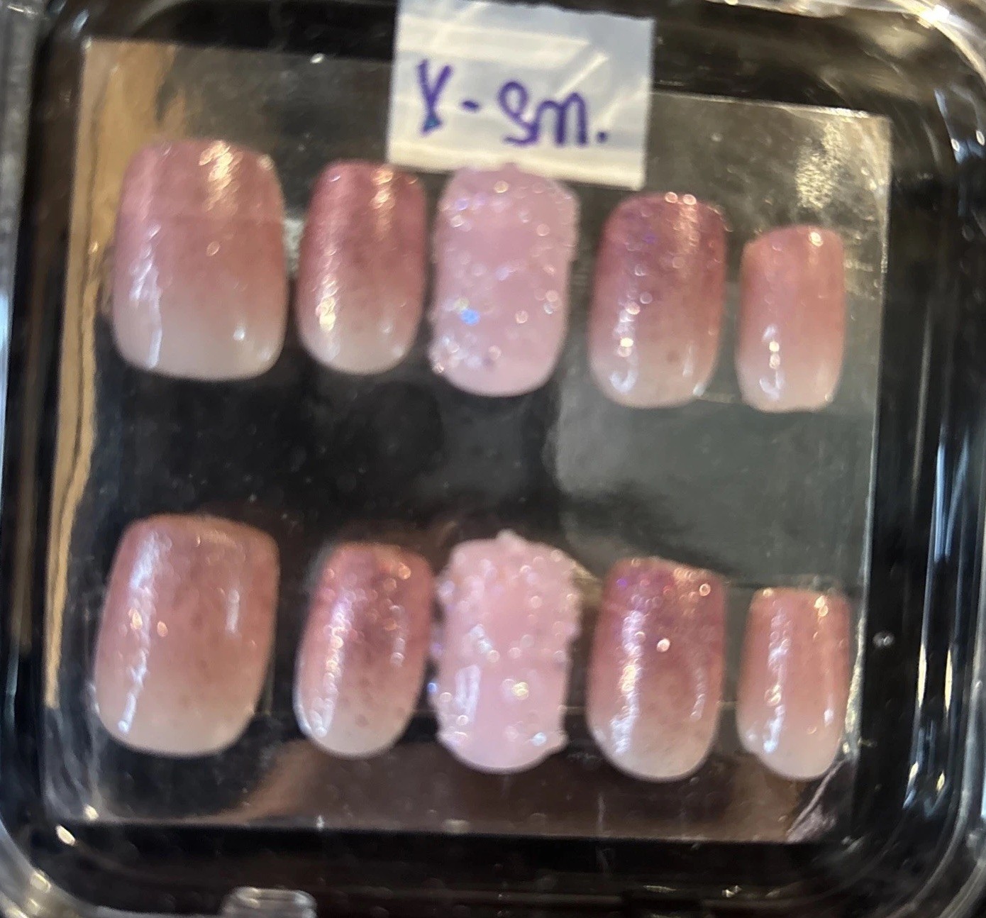(2) Sets sz small homemade short square Press-On Nails