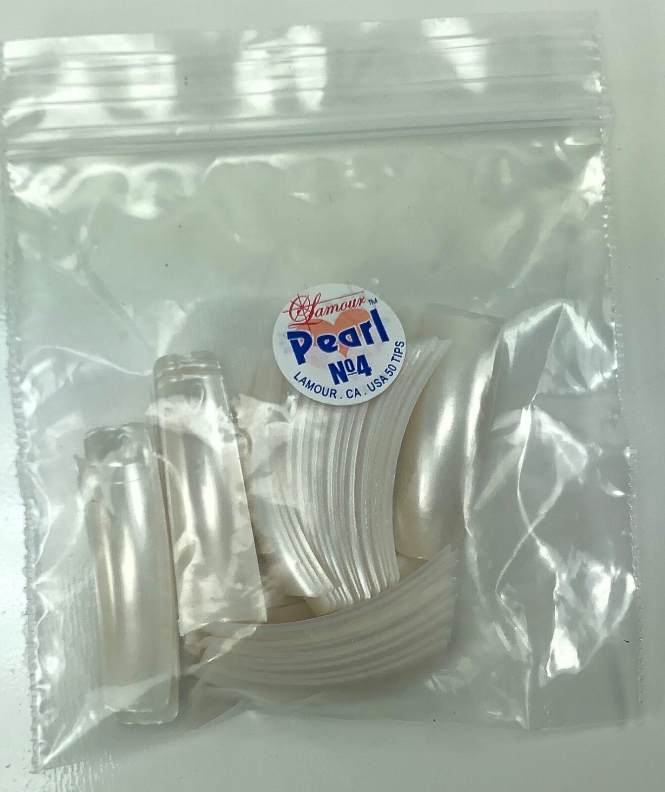 * Lamour Professional Nail Tips French PEARL White 0-10 Made in USA 550ct
