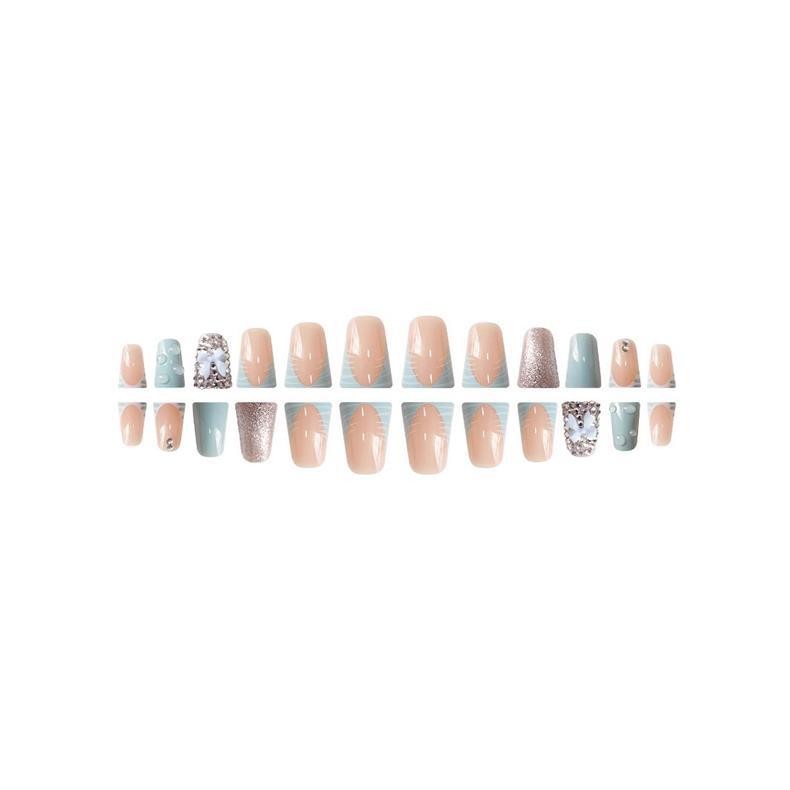 Duck Shape False Nails Sweet Bow Rhinestone Press on Nails