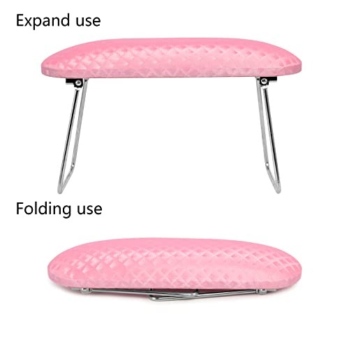 Arm Rest for Nails Tech, Professional Microfiber Leather Nail Hand Rest Pink