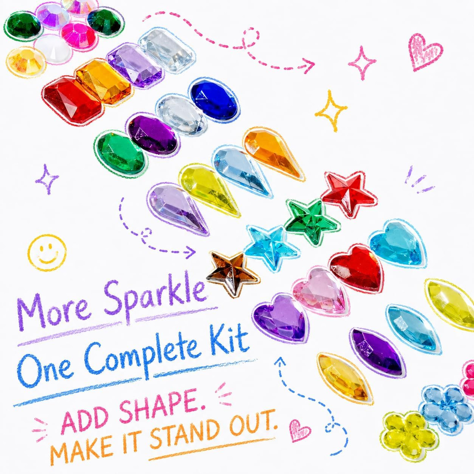 Bedazzling Rhinestone Kit, 3mm Resin Gems, 32 Colors, 8 Shaped Mixes, Craft and