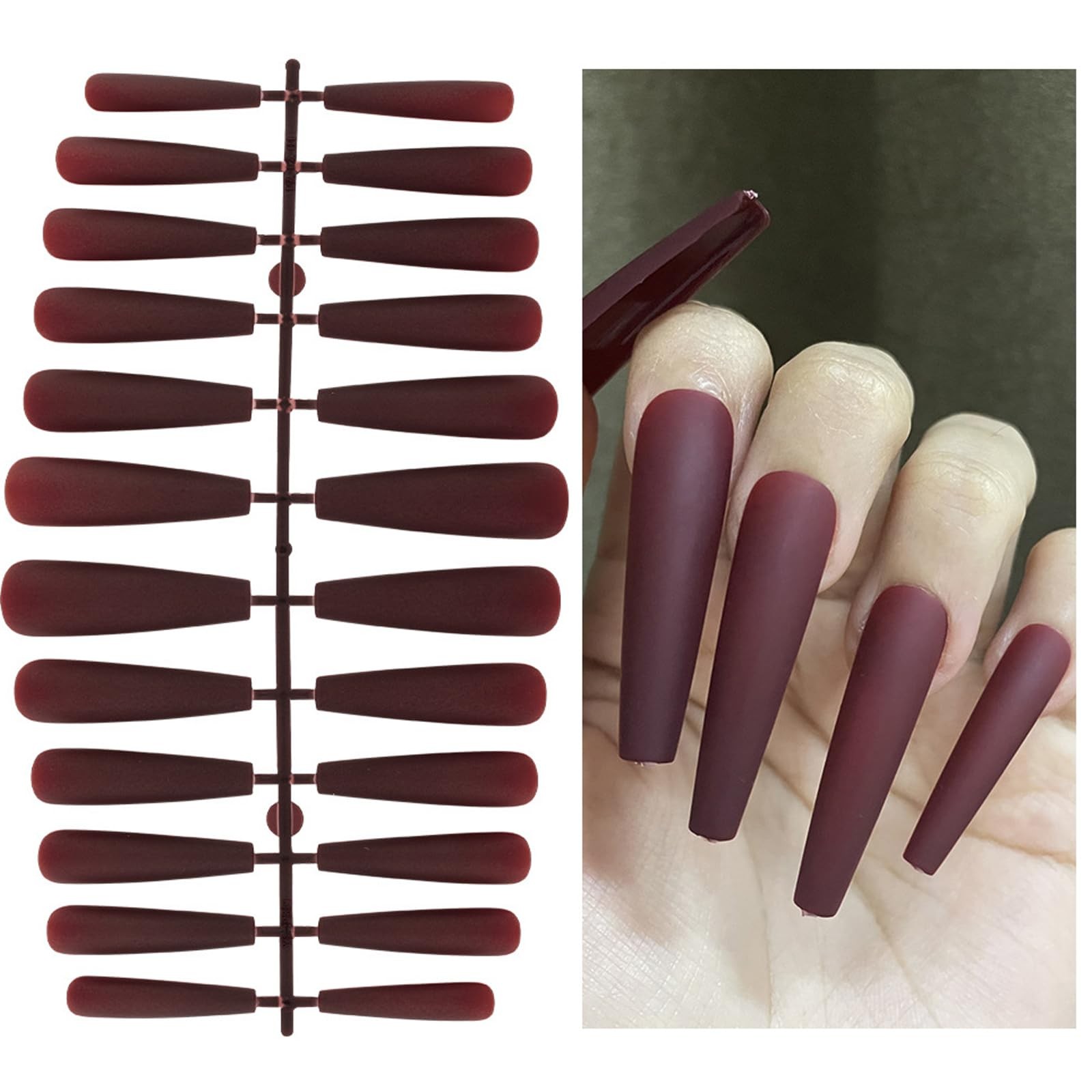 XXL Extra Long Press on Nails Coffin Matte Fake Nails Full Cover Acrylic Fals…