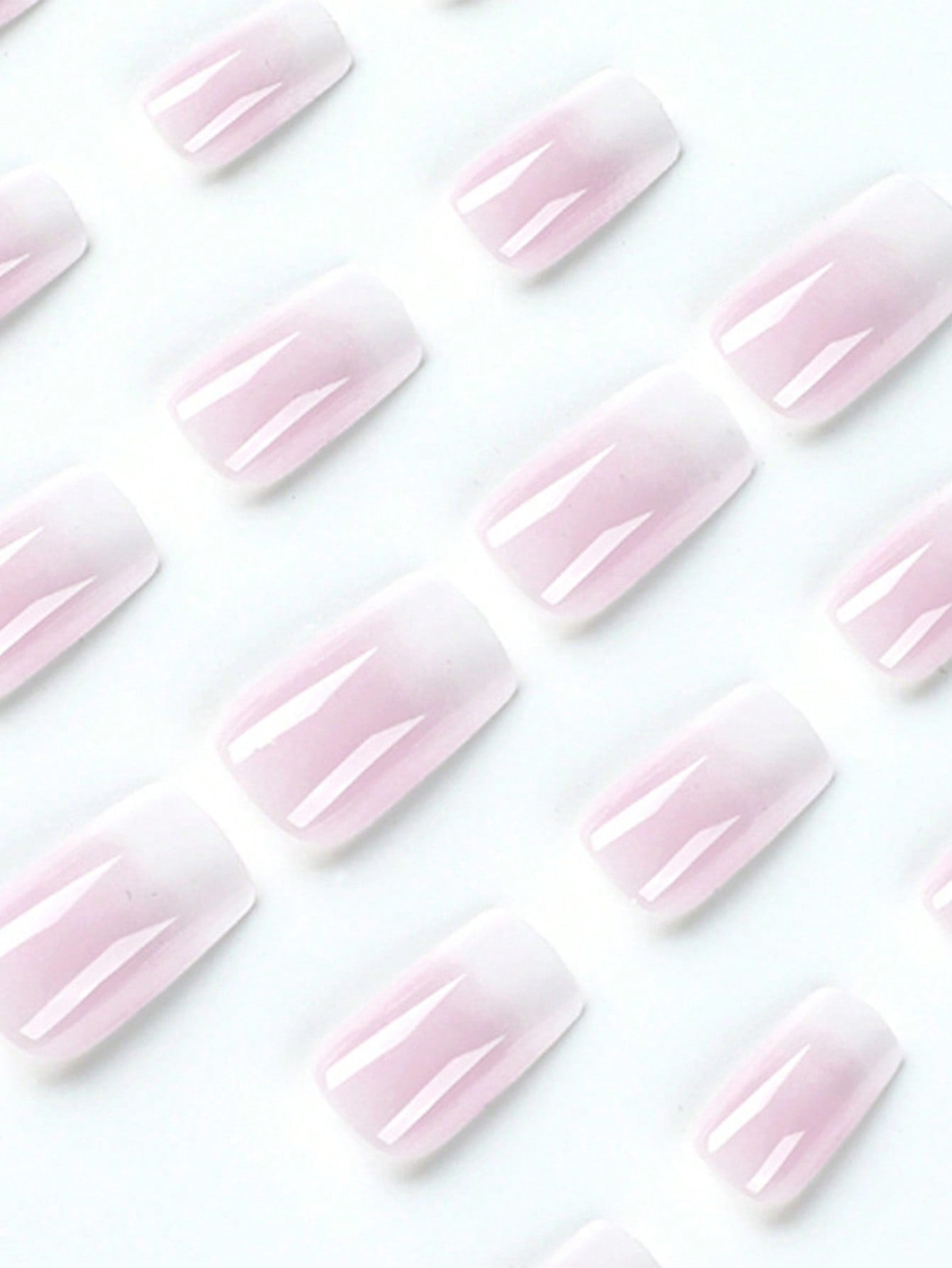 24pcs Short Square Pink Gradient Fake Nail False Nails Press On Nails Glue On