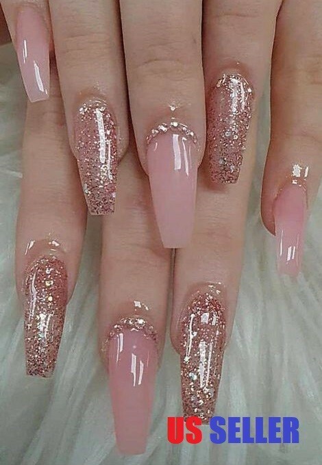 100PCS DIY Long Coffin Nails Tips Acrylic Ballerina Fake Nail Kits