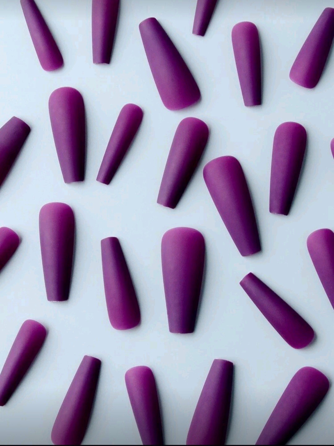 Press-On Nails Dark Berry/Purple Extra Long Diva Length Coffin Shaped