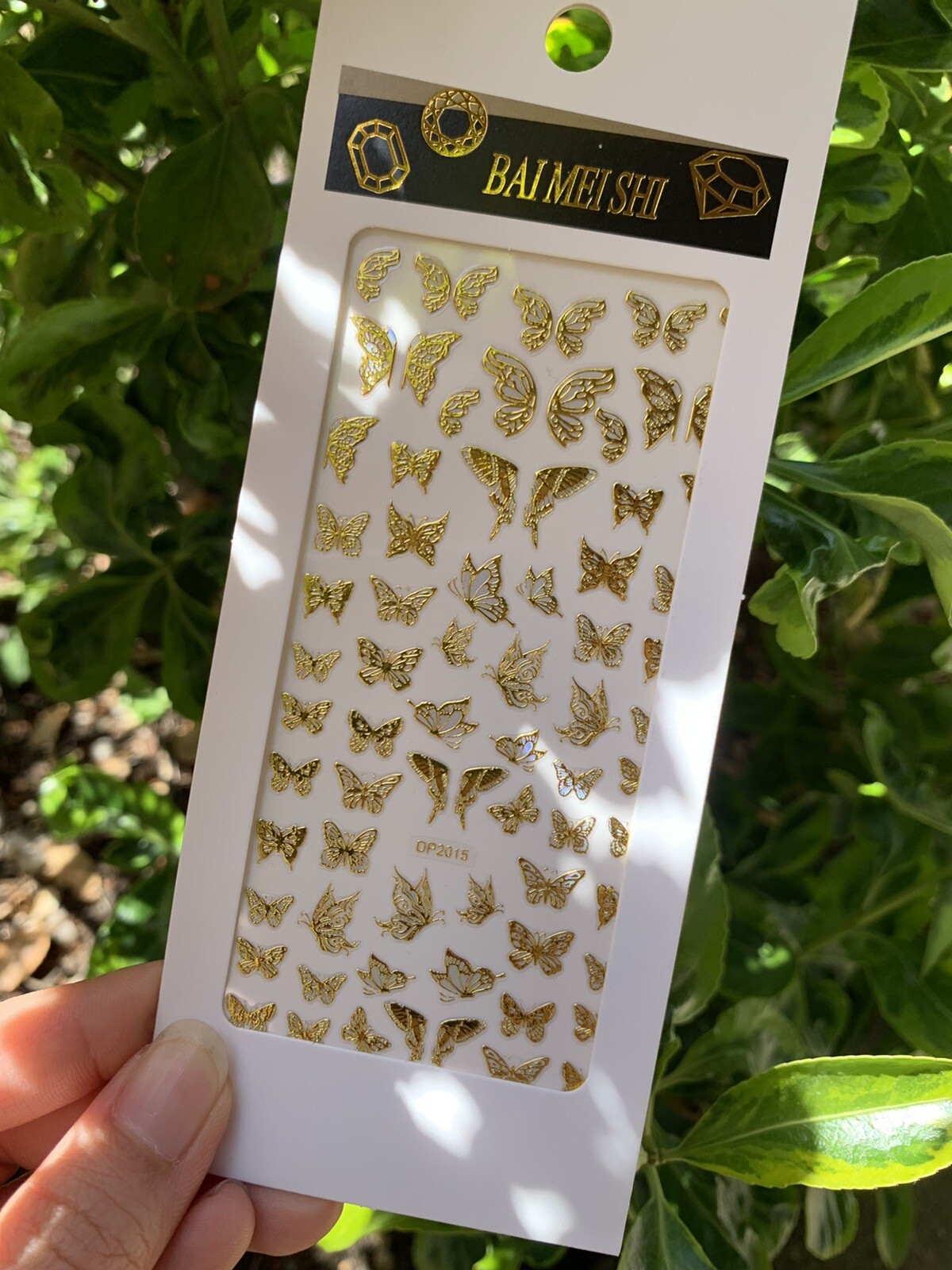 8 Sheets/Set Nail Art Sticker 3D Butterfly Gold Nail Decals Multiple Sizes
