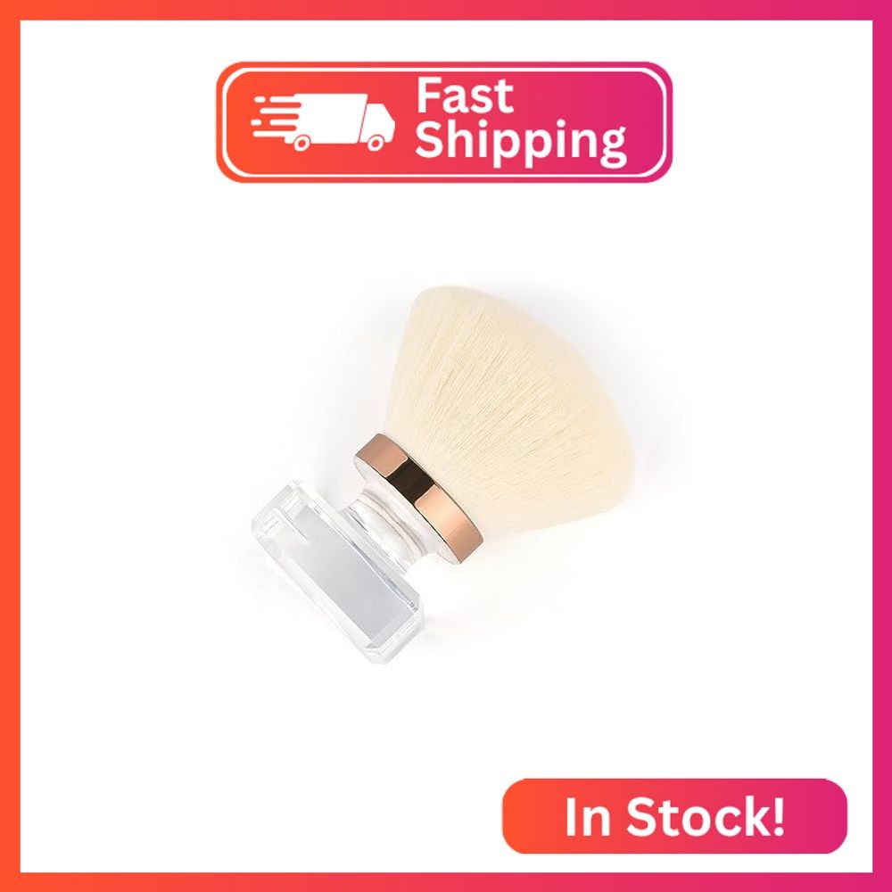 KADS Nail Dust Brush – Flower Shape Crystal Base Nail Cleaning Tool (White Mushr