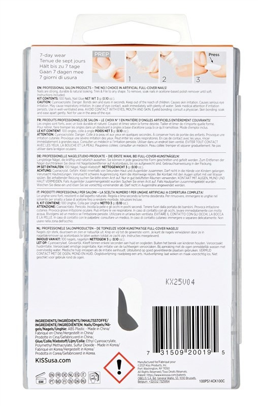 Kiss 100 Full Cover Nails Short Square (Short Length)