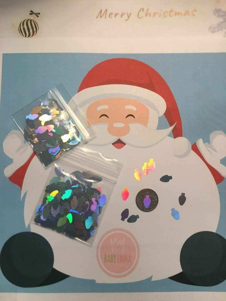 HOLO CHRISTMAS Light Blub Shape (Silver) Glitter 10mm Nail Art Face CraftsDIY-US