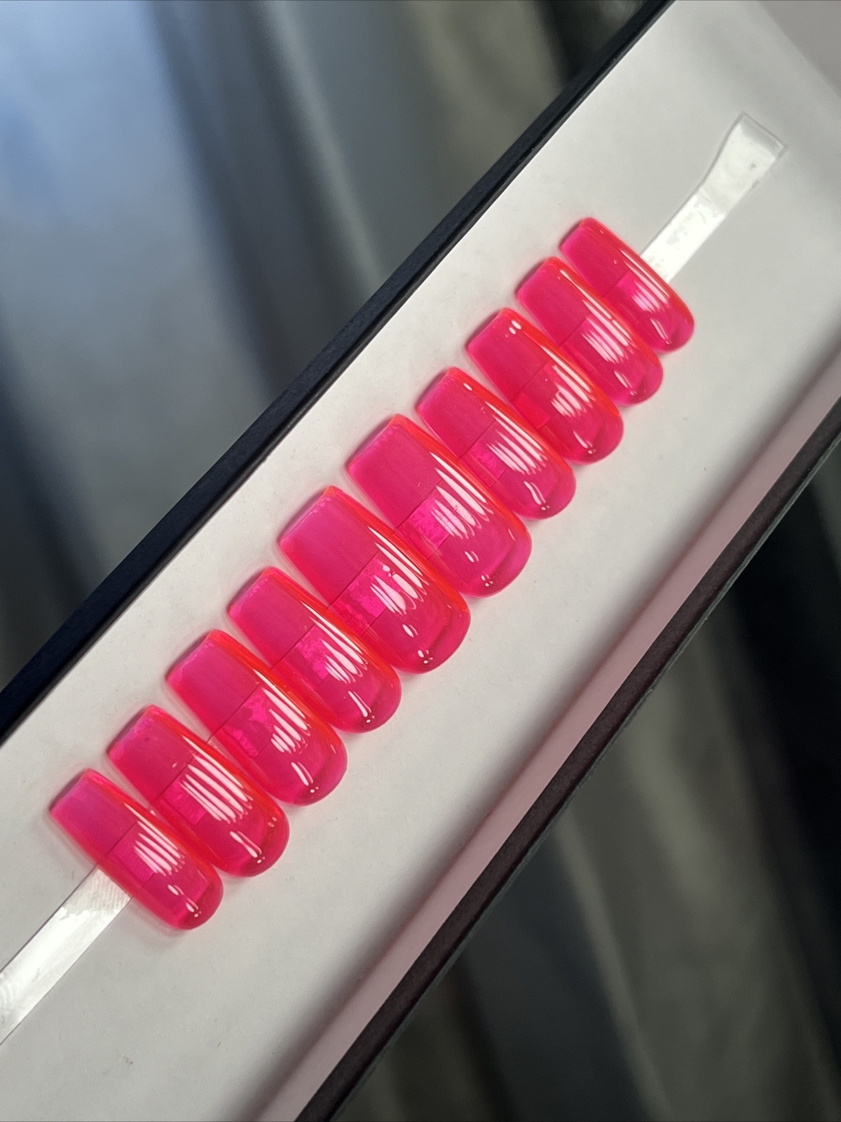 🔥 CUSTOM Gel Press On Nails, PINK JELLY, 10p Set NEW WITH FULL KIT